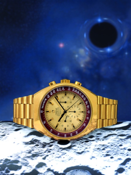 MARK II Omega, Speedmaster Professional Mark II, No. 22837703, Ref. MD 145.0034..Made circa 1972..Very fine and rare, water-resistant, gold-plated stainless steel gentleman