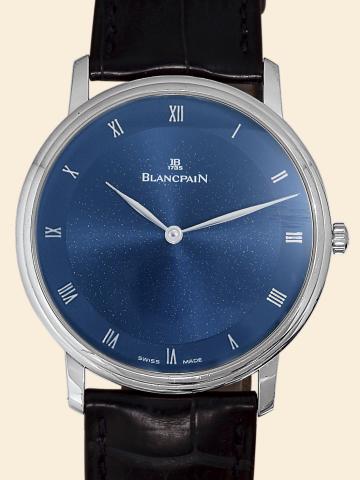 White Gold Villeret Ultra-Slim Automatic.Blancpain, Collection Villeret - Ultra- Slim, No. 159. Made in the early 2000s..Very fine and elegant, thin, oversized, self-winding, 18K white gold gentleman's wristwatch with 100-hour.power reserve and an 18K whi