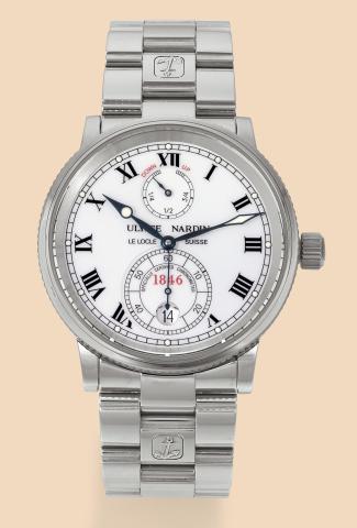 1846 Marine Chronometer.Ulysse Nardin, Le Locle, Suisse, 1846 Marine.Chronometer, Officially Certified Chronometer.Ref. 263-22. Made circa 2004..Fine, self-winding, water resistant to 200 m, stainless steel.gentleman's chronometer wristwatch with date and