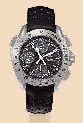 Speedmaster Rattrapante.Omega Speedmaster Automatic Chronometer.movement No. 60093030, Ref. ST.177.03.20. Made in 2001..Fine, self-winding, water-resistant, stainless steel wristwatch.with square button chronograph, tachometer, and a stainless.steel Omega
