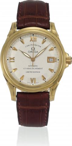 Yellow Gold Co-Axial Chronometer.Omega De Ville, Chronometer, Automatic, Co-Axial Escapement, Limited Edition, No. 581, Ref. 4631.31.31. Made in a.limited edition of 999 examples in 2000..Very fine, center seconds, self-winding, water-resistant, 18K yello
