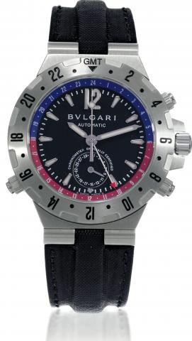 Diagono Professional GMT Aria.Bulgari, Automatic Chrono-meter Officially Certified.GMT, Diagono Pro, No. L00510, Ref. GMT40SSD. Sold on.March 12, 2003..Fine, stainless steel, self-winding, water-resistant wristwatch.with center seconds, three time zones w