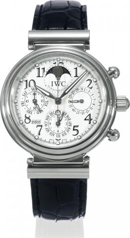 Da Vinci.International Watch Co., Schaffhausen.Da Vinci Perpetual Calendar.case No. 3088285, Ref. 3758. Sold on.November 28th, 2004..Fine, self-winding, water-resistant, stainless.steel wristwatch with round button.chronograph, secular perpetual calendar.