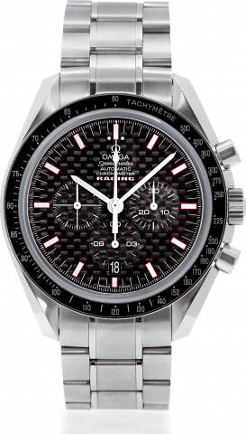 Omega, Speedmaster, Automatic, Racing, No. 78003182, case No. 8003182, Ref. 178.0028. Made circa 2005..Fine, self-winding, water-resistant, stainless steel wristwatch with round button chronograph, registers, date.black bezel with tachometer graduated to 
