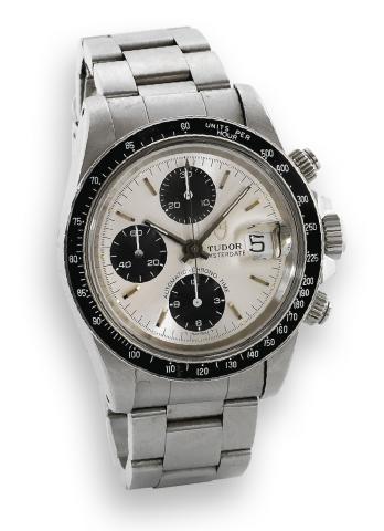 Chrono Time.Tudor Oyster-Date, Automatic - Chrono Time, Ref..79160, case made by Rolex, Geneva. Made in the 1980..Fine, self-winding, water resistant to 100 meters, stainless.steel wristwatch with round button chronograph, registers.tachometer, date and a