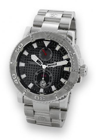 Ulysse Nardin Le Locle, Suisse, Marine Diver Chronometer.Officially Certified, case No. 0399, Ref..263-33. Made in 2004..Fine, self-winding, water-resistant, stainless steel diving.wristwatch with date and a stainless steel Ulysse Nardin link.bracelet wit