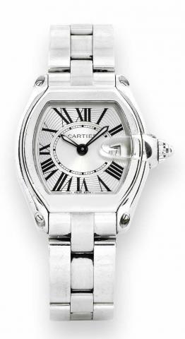 Mid-Size Roadster.Cartier, Roadster, Quartz, Ref. 2675. Made.in the 2000's..Mid_size, tonneau-shaped, curved, center-seconds, waterresistant.stainless steel quartz wristwatch with date and a.quick change stainless steel Cartier bracelet with double.deploy
