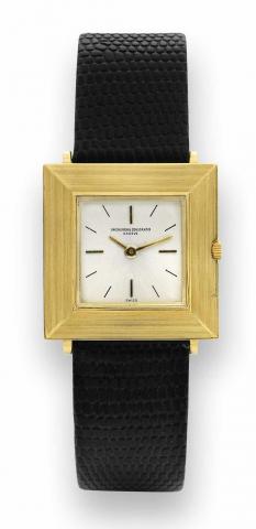 Vacheron & Constantin, Geneve, No. 569848, case No. 394546, Ref. 6596, made circa 1960..Very fine, extra-flat, square, 18K yellow gold wristwatch