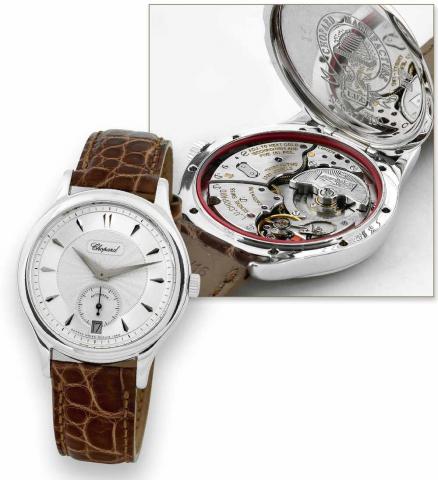 L.U.C. White Gold Limited Edition.Chopard, L.U.C. No. 047/100, movement No..1001278, case No. 813838, Ref. 16/1860/1. Made in a limited.edition of 100 pieces in the 2000's..Very fine, self-winding, water-resistant, 18K white gold wristwatch.with date and 