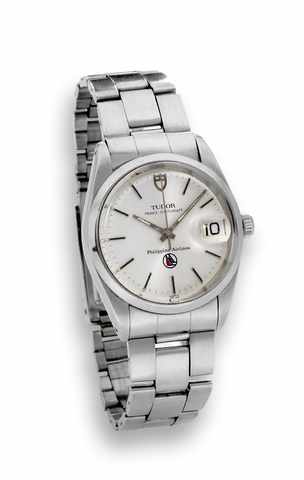 Tudor Philippine Airlines.Tudor, Prince Oysterdate - Philippine Airlines, case made by.Rolex Geneva, No. 81419, Ref. 74000. Made circa 1970..Fine and rare, center seconds, self-winding, water-resistant.stainless steel wristwatch with date and a stainless 