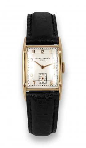 Vacheron & Constantin, Geneve, movement.No. 428492, case No. 267387, Ref. 4015. Made in 1940..Very fine and rare, 18K pink gold wristwatch with inverted W shaped.case. Accompanied by a Vacheron Constantin letter confirming the watch reference and producti