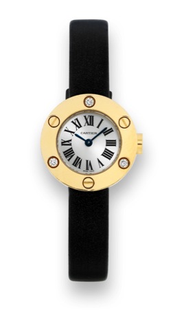 Cartier Love.Cartier, case No. 117695 LX, Ref. 3016. Made in 2008..Very fine and elegant, 18K yellow gold and diamond quartz.lady