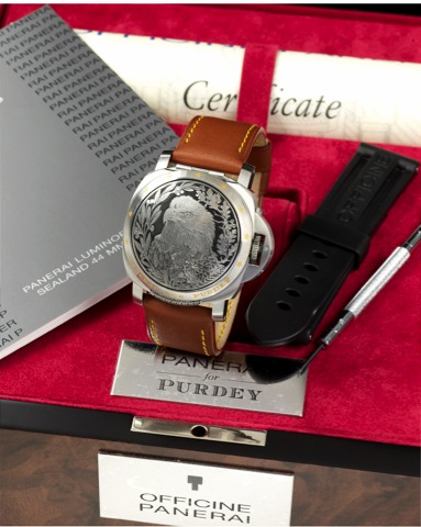 PANERAI FOR PURDEY LIMITED EDITION.Panerai for Purdey, Officine Panerai, Firenze 1860, Luminor.Sealand, No. H 049/100, PAM 817. Ref. OP 6638. Produced.in a limited edition of 100 examples in 2005 for prominent.English gunmaker Purdey & Sons..Very fine and