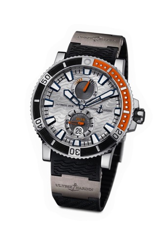 ULYSSE NARDIN MAXI MARINE DIVER TITANIUM.Ulysse Nardin, Le Locle, Suisse, Maxi Marine, Officially Certified Chronometer, Ref. 263-90-3/92. No.1428. Made in 2010..Very fine, water resistant, self-winding, titanium chronometer diver