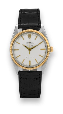 Rolex - Steel & Gold - Air-King.Rolex, Oyster Perpetual, Air-King, Super Precision, case No. 1591271, Ref. 1018. Made in 1966..Fine and rare, center seconds, self-winding, water-resistant, stainless steel and yellow gold wristwatch..To be sold without res