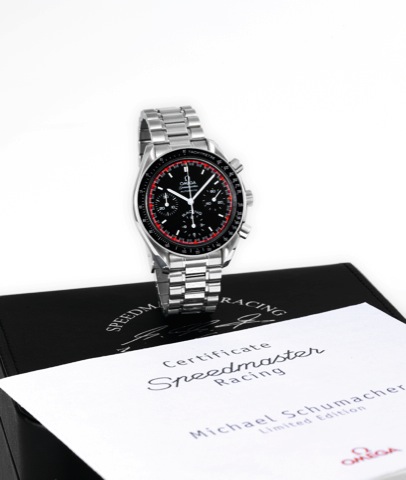 Racing.Omega, Speedmaster Automatic, Racing, No. 5210/ 6000.case No. 57490596, Ref. ST 3718.50. Made in a limited.edition of 6000 pieces to celebrate Michael Schumacher