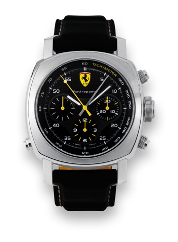 Ferrari _Rattrapante FER00010.Ferrari Engineered by Officine Panerai, Rattrappante.No. F B 404/600, case No. BB 1314455, Ref. F 6657..Made in a limited series of 600 examples circa 2006..Fine, cushion-shaped, large, water resistant, self-winding.stainless