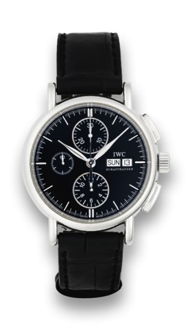 IWC, REF. 3783, STEEL PORTOFINO CHRONOGRAPH.IWC, International Watch & Co., Schaffhausen, Portofino.Chronograph, movement No. 2976038, case No.3211809.Ref. 3783. Made in the 2000's..Fine, stainless steel wristwatch with square button chronograph.registers