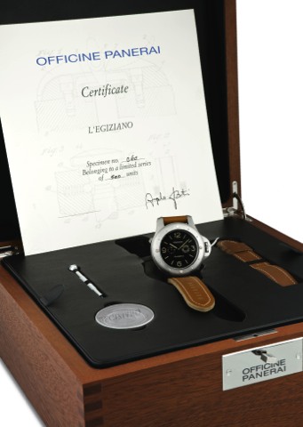 PANERAI REF. OP6795 RADIOMIR EGIZIANO PAM 341.Officine Panerai, Firenze 1866, Special Edition Radiomir Egiziano 8 Giorni Brevettato, No. L060/500, case No. BB.1404549, Ref. OP6795. Made in a limited edition of 500 examples in 2010..Very fine and very rare