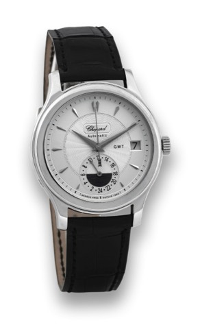 CHOPARD WHITE GOLD L.U.C. GMT.Chopard, L.U.C. Automatic GMT, No. 0111/1860, movement.4005847, case No. 996406, Ref. 16/1867. Made in a.limited edition of 1860 pieces in circa 2000..Very fine, two-time-zone, center seconds, self-winding, waterresistant.18K
