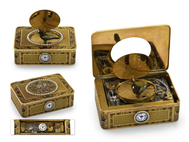 FRERES ROCHAT - EXCEPTIONAL SINGING BIRD BOX WITH MUSIC & REPEATING WATCH.Fr
