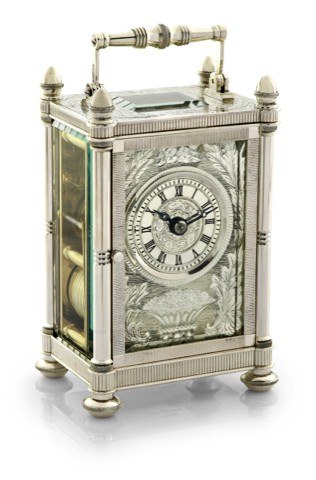 MAPPIN & WEBB LIMITED EDITION SOLID SILVER.CARRIAGE CLOCK.Mappin & Webb, London, No. 181/200. Made in a limited.edition of 200 pieces to celebrate the Bi-Centenary of the.company in 1975..Fine, solid silver cased, fusee-driven, 8-day going, hour and.half-