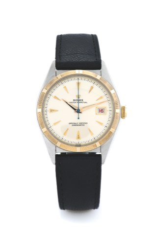 ROLEX REF. 5031, STEEL & GOLD ROLEX.Oyster Perpetual, Officially Certified Chronometer, case No. 612627, Ref. 5031. Made in 1948..Fine and rare, tonneau-shaped, centerseconds, self-winding, waterresistant, 18k yellow gold and stainless steel chronometer’s