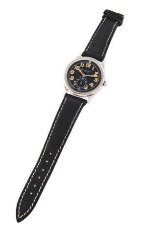 IWC, MARK IX, SPECIAL WATCH FOR PILOTS.International Watch Co., Schaffhausen, Mark IX, movement No. 983872, case No. 1010248. Made circa 1936..Fine and very rare, water-resistant, stainless steel aviator’s wristwatch with inner revolving bezel with a late
