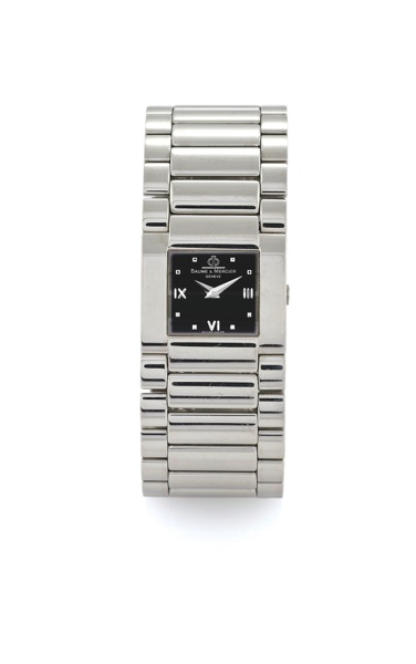 BAUME & MERCIER LADY’S BRACELET WATCH.Baume & Mercier, Catwalk, case No. 4179565, Ref. 36618. Made in the 2000’s..Fine, square, stainless steel lady’s quartz wristwatch with an integrated stainless steel Baume & Mercier double deployant clasp..