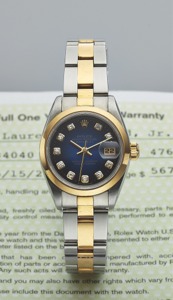 ROLEX REF. 69163 LADY DATEJUST. STEEL & GOLD, DIAMOND DIAL. Rolex, Oyster Perpetual, Datejust, Superlative Chronometer. Officially Certified, case No. X947695, Ref. 69163. Made in 1992.. Fine, center seconds, self-winding, water resistant, stainless steel
