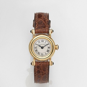 Ref:1470 1, Case No.C67503, Sold 7th March 2000 Jewelled quartz movement, silvered dial with black Roman numerals, black outer minute track, secret signature at 10, blued steel moon hands, polished round case with back secured by 6 screws, cabochon set lu