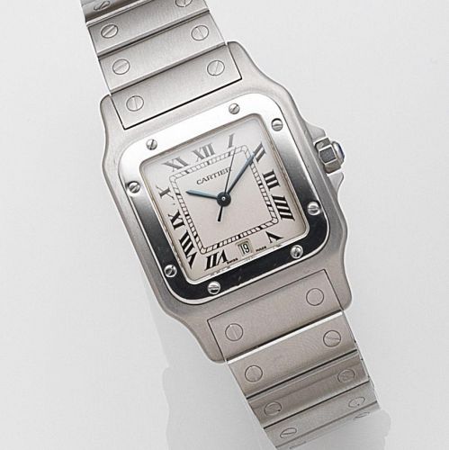 Cartier. A stainless steel quartz calendar bracelet watch