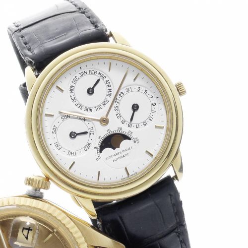 Audemars Piguet. An 18ct gold automatic perpetual calendar wristwatch with phases of the moon