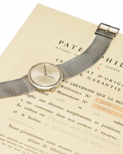 Patek Philippe. A fine and rare stainless steel bracelet watch