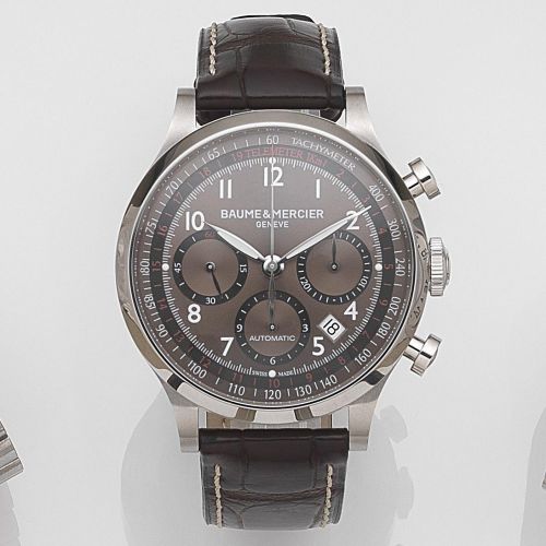 Baume & Mercier. A stainless steel automatic calendar chronograph wristwatch
