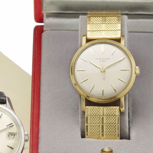 Patek Philippe. An 18ct gold manual wind bracelet watch with Patek Philippe box