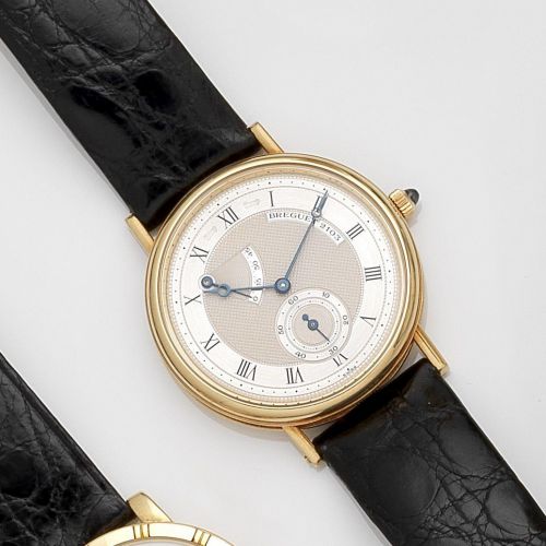 Breguet. An 18ct gold manual wind wristwatch with power reserve