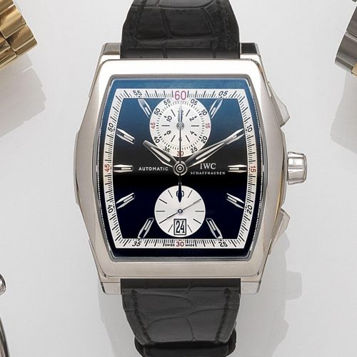 IWC. A stainless steel automatic calendar chronograph wristwatch