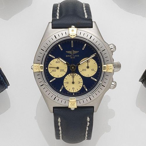 Breitling. A mid-size stainless steel manual wind chronograph wristwatch