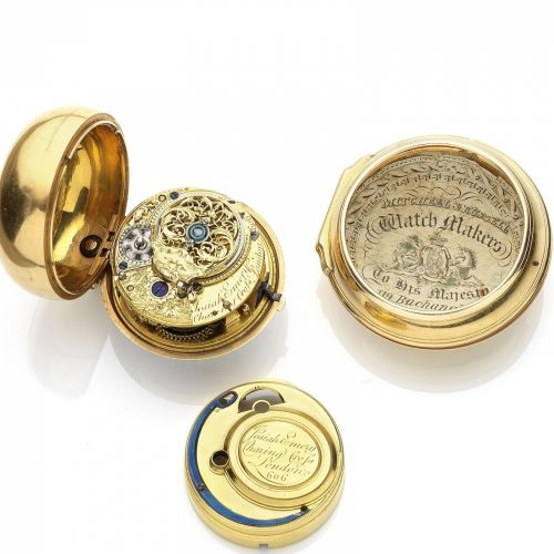 Josiah Emery, London. A gold key wind pair case pocket watch