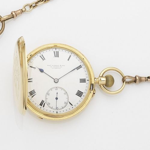 Thomas Russell & Son, Liverpool. An 18k gold keyless wind full hunter pocket watch
