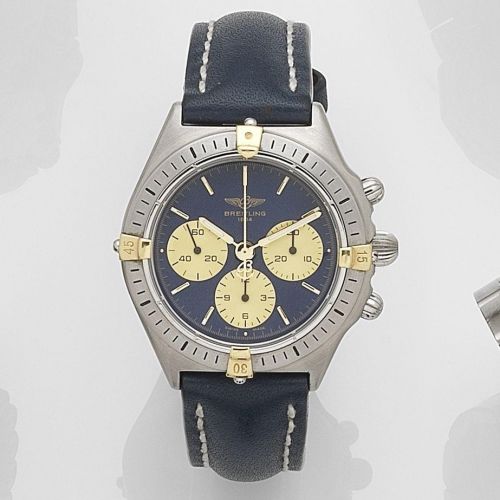 Breitling. A mid-size stainless steel manual wind chronograph wristwatch