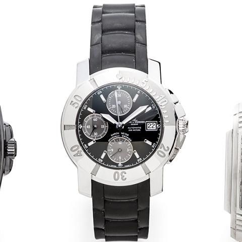 Baume & Mercier. A stainless steel automatic calendar chronograph chronometer bracelet watch with box and papers