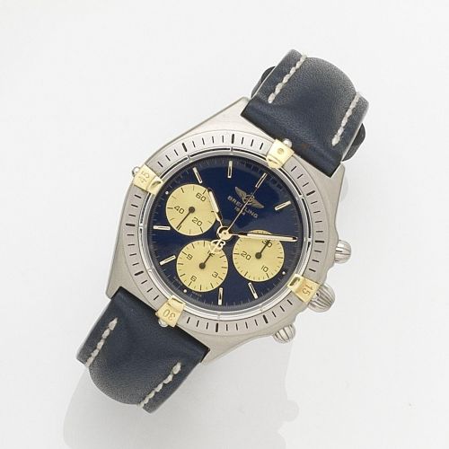 Breitling. A mid-size stainless steel manual wind chronograph wristwatch