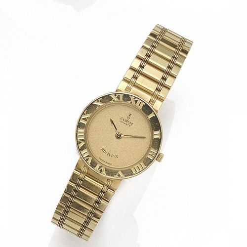 Corum. A lady's 18K gold quartz bracelet watch