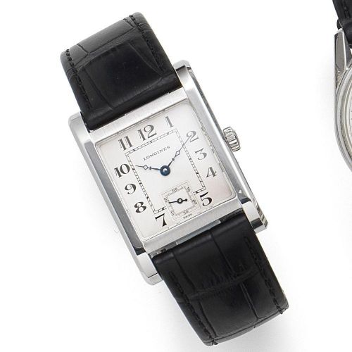 Longines. A Limited Edition 18K white gold manual wind rectangular wristwatch