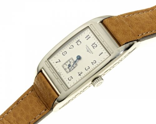 Longines. A stainless steel manual wind rectangular wristwatch
