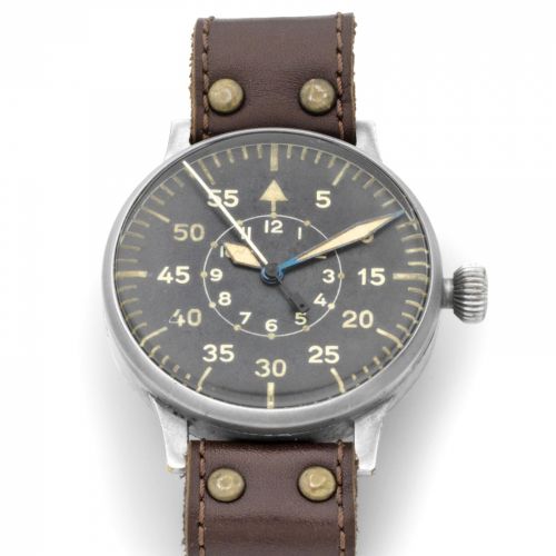 Laco. An oversized German military observation stainless steel manual wind wristwatch