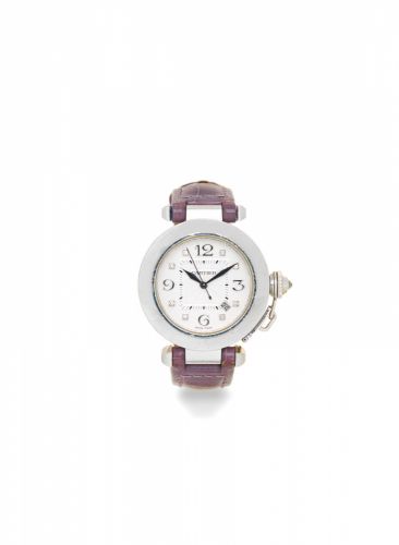 Cartier. A midsize 18K white gold automatic wristwatch