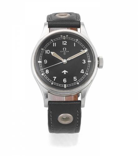 Omega. A military issue stainless steel manual wind wristwatch